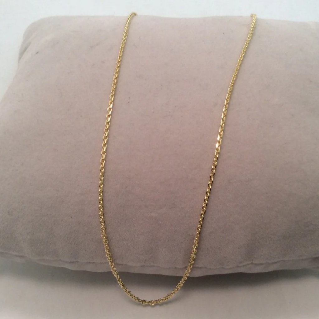1.30mm 10k Yellow Real Gold Solid Rollo Box Link Rolo Necklace 16'' 1.9gr
